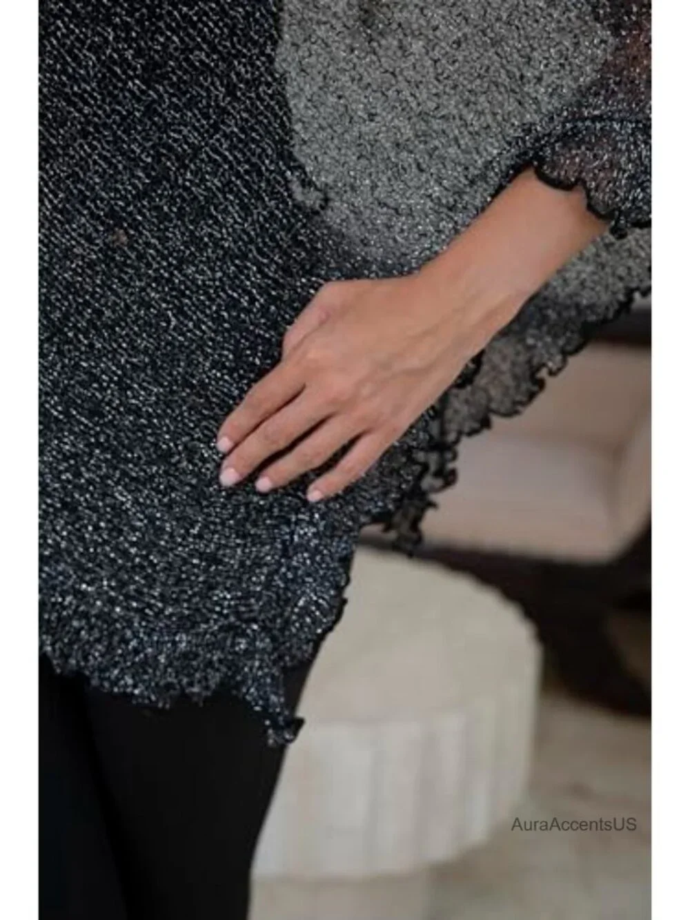 Sheer Knit Poncho Shrug Lightweight Ruffle Wrap Shawl Cover Up